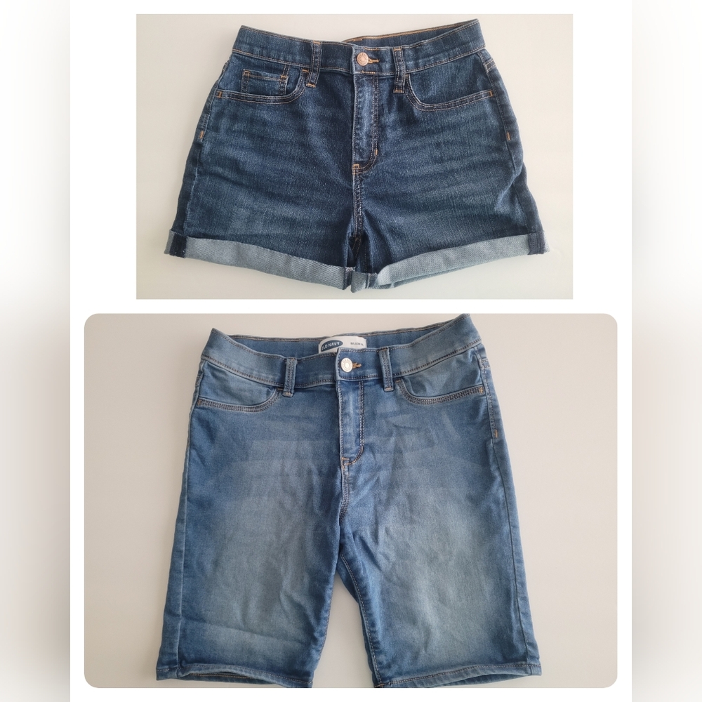 Lot Of 2 Pairs Old Navy Denim Blue Jean Shorts Girls Size 16 Ballerina and Midi